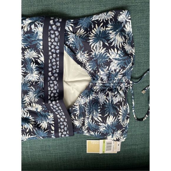 NWT Michael Kors woman’s Bathing Suit Palm-Cutout One-Piece New Navy size M - Picture 3 of 5